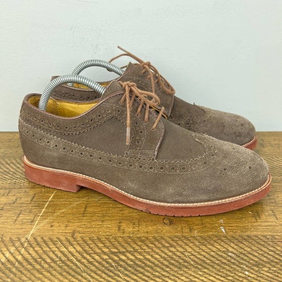 Mercanti Fiorentini Shoes Mens 8.5 Brown Suede Leather Wing Tip Oxford Relax - Picture 2 of 13